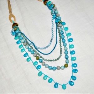 Anthropologie Turquoise Bead Multi-Layer Necklace